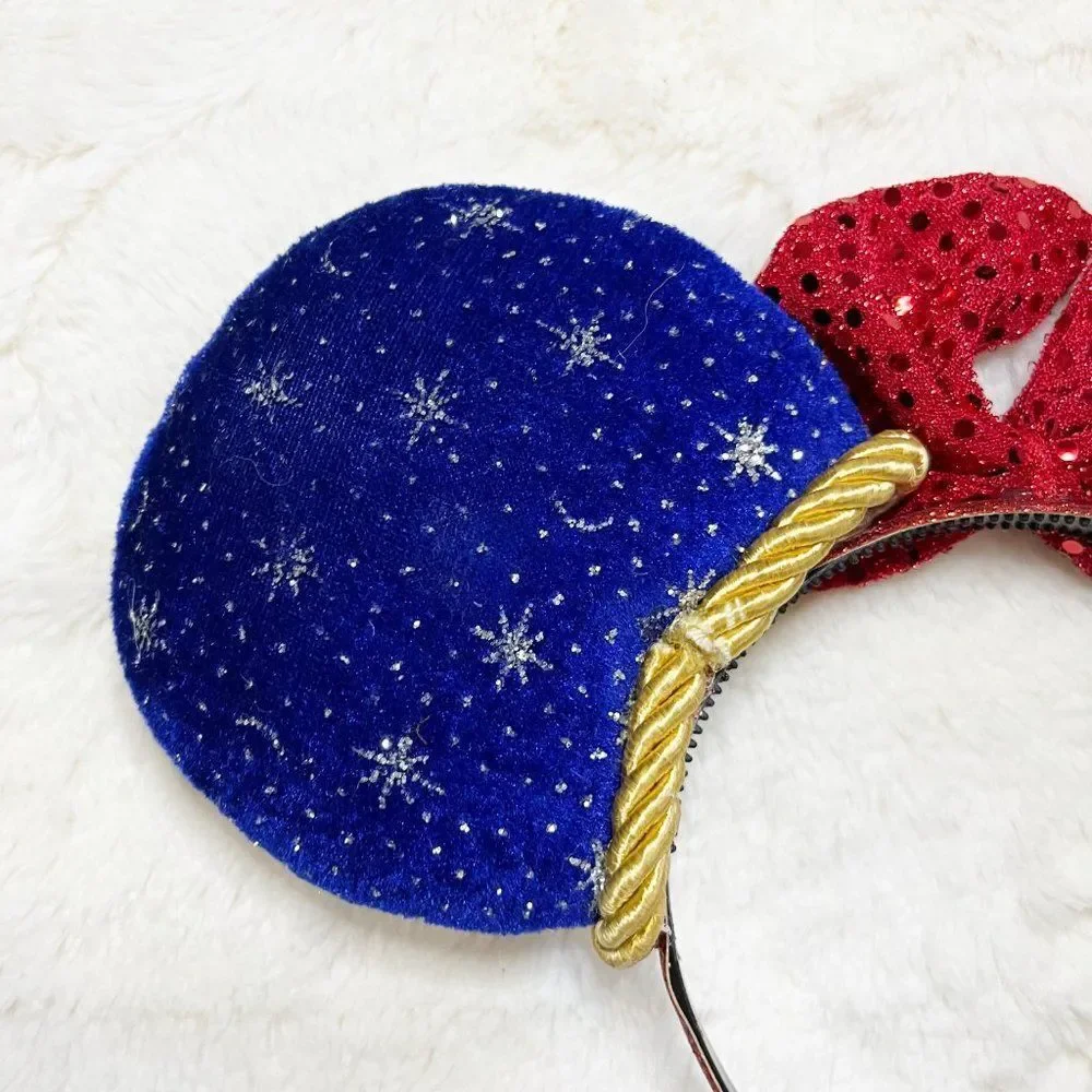 Handmade Disney‎ Fantasia Mickey Blue And Silver Sparkle Ears Headband